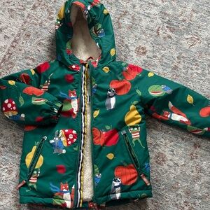 Mini Boden Green Woodland Animal Print Hooded Jacket